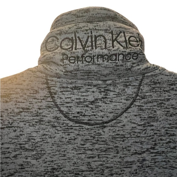 Calvin Klein Performance Full Zip Sweater Thumbholes Black Grey Warm - Picture 11 of 11